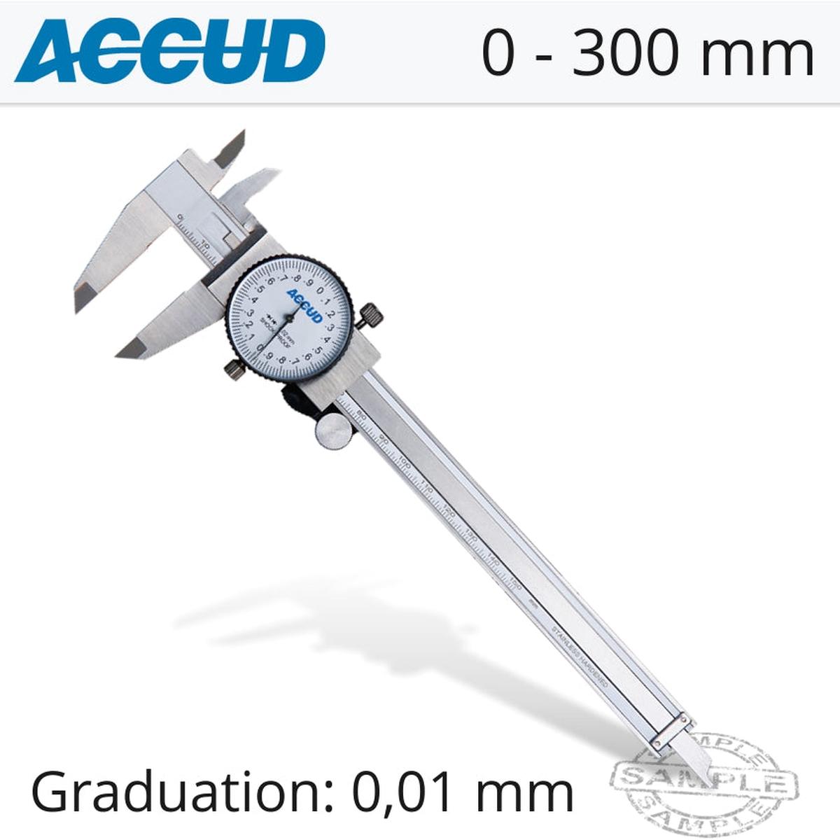 ACCUD DIAL CALIPER 300MM 0.04MM ACC. 0.01MM GRAD. S/STEEL SHOCKPROOF AC101-012-11