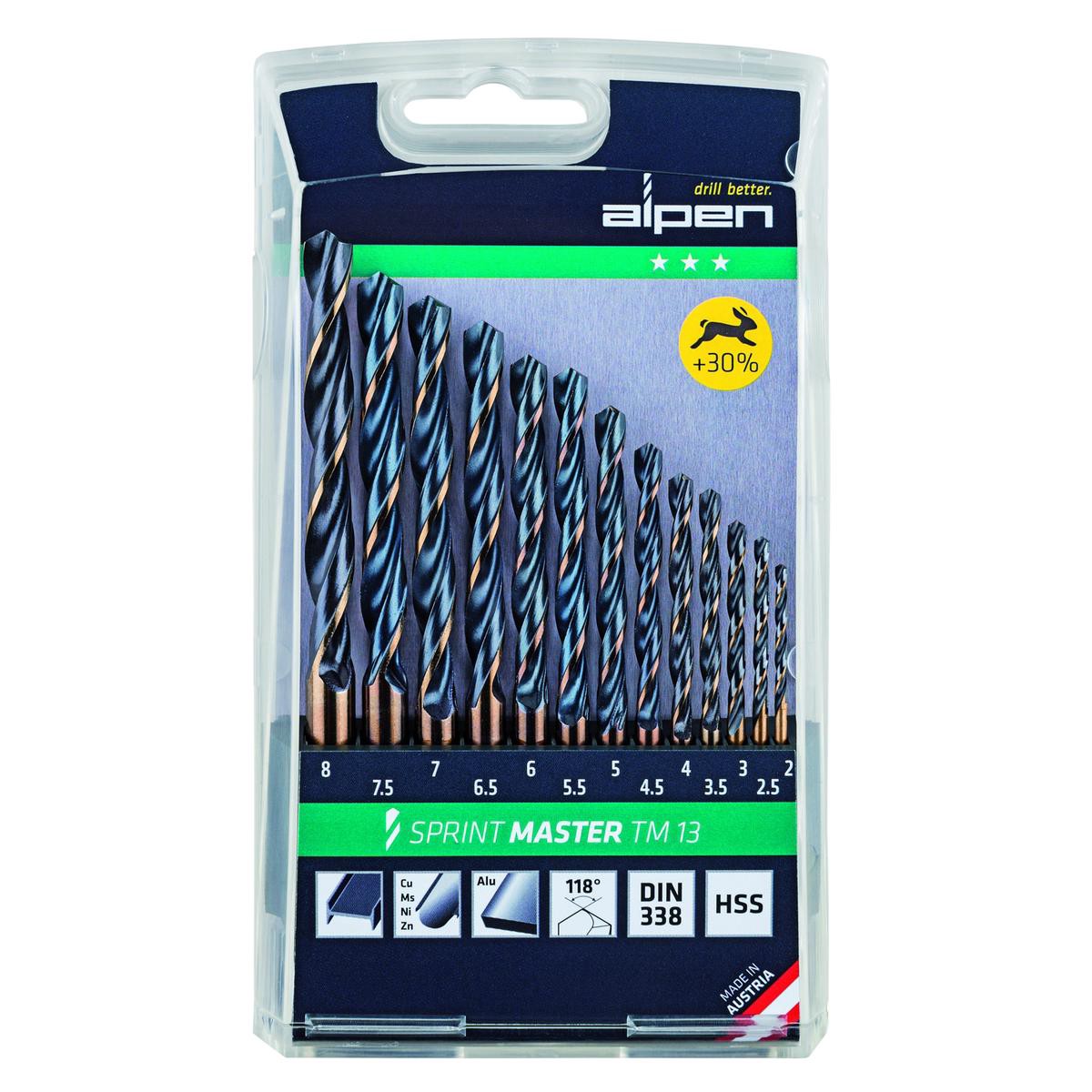 ALPEN HSS SPRINT MASTER DRILL BIT SET 13 PIECE 2-8MM X 05 ALP8111021