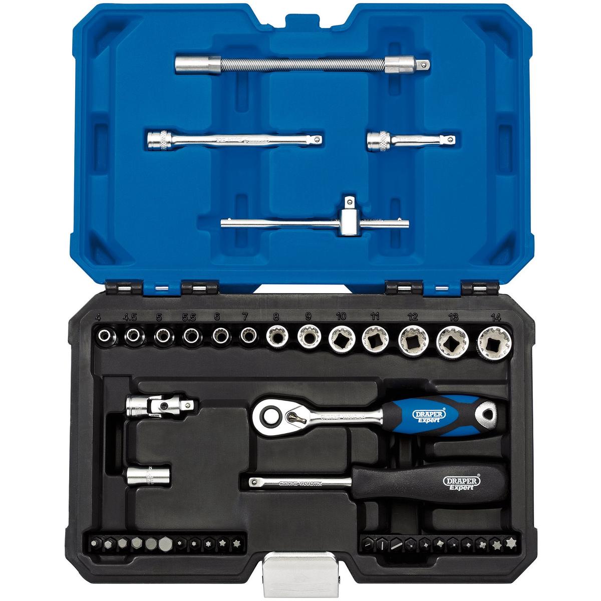 Draper 16479 Multi-Drive Metric Socket Set, 1/4" Sq. Dr. (43 Piece)