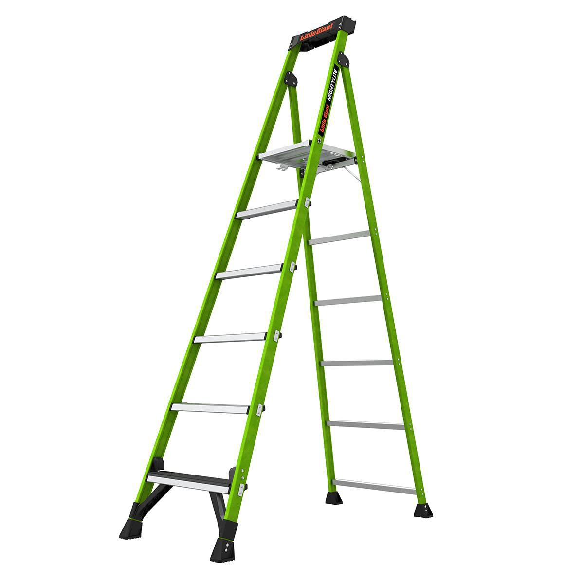 Little Giant Ladders MightyLite 20 88217 Stepladder with Ground Cue Fiberglass Type IAA 375 lbs Weight Rating (15408-001) Green 8 Ft