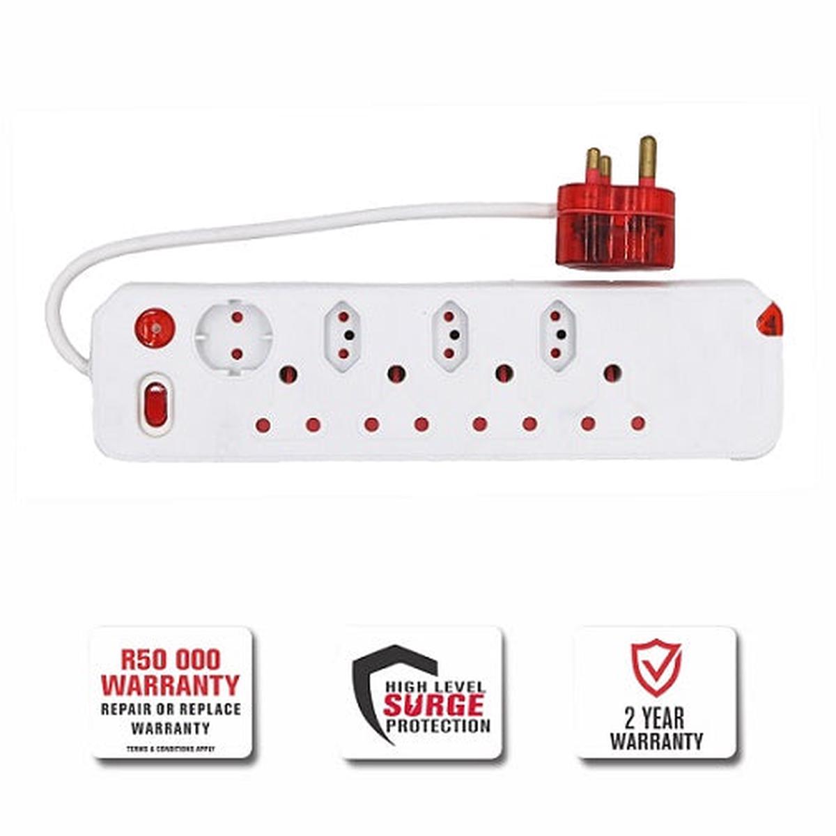 Multiplug 8 Way S/Switch Surge White