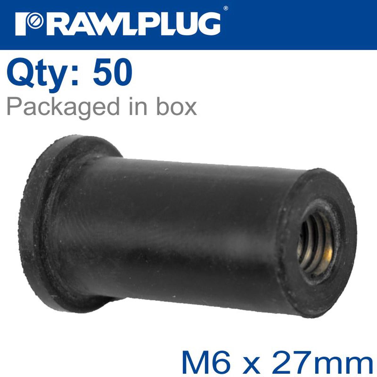 RAWLPLUG RAWLNUT M6X27MM X50-BOX RAW R-RNT-M6-27