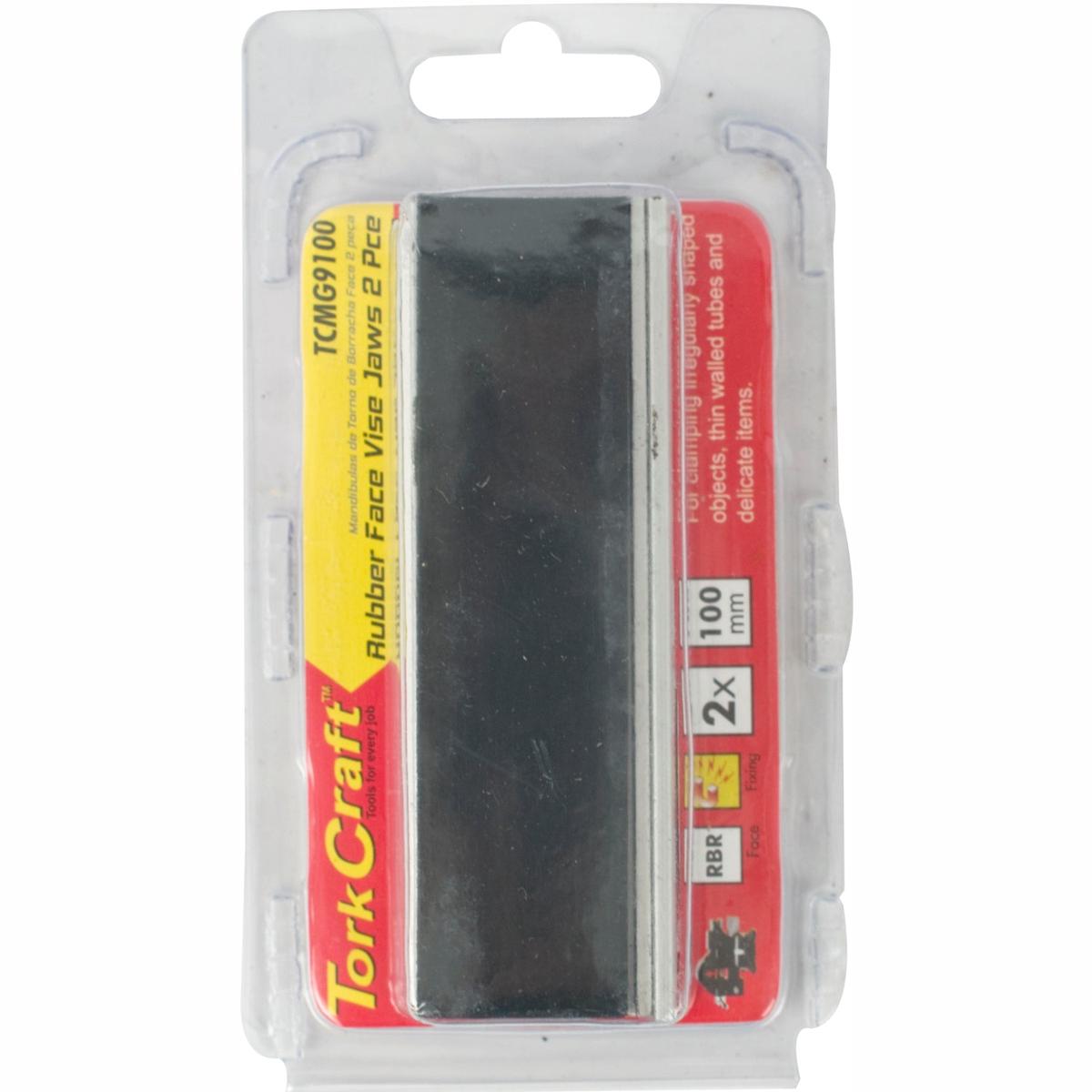 Tork Craft Vice Jaws Magnetic Aluminium 100mm X 32mm 2pc Rubber Face