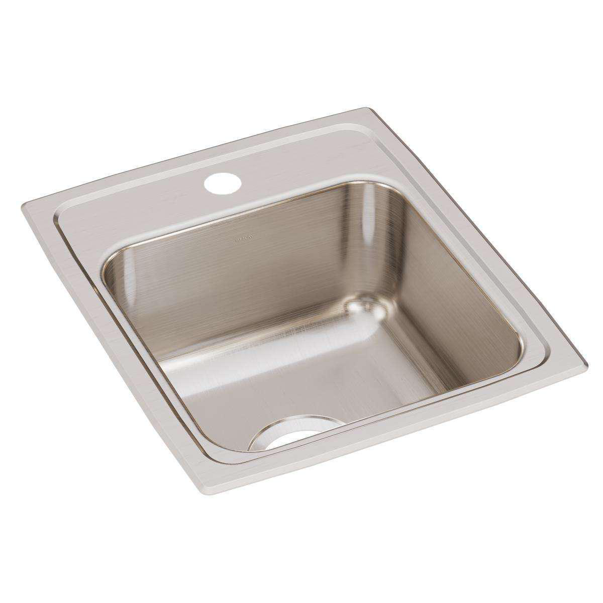 Elkay Lustertone Classic Stainless Steel 158221 x 17-128221 x 7-588221 1-Hole Single Bowl Drop-in Bar Sink LR15171