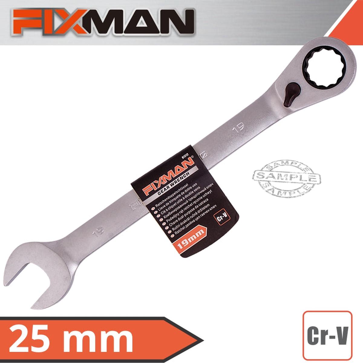 FIXMAN FIXMAN REVERSIBLE COMBINATION RATCHETING WRENCH 25MM FIX B1218
