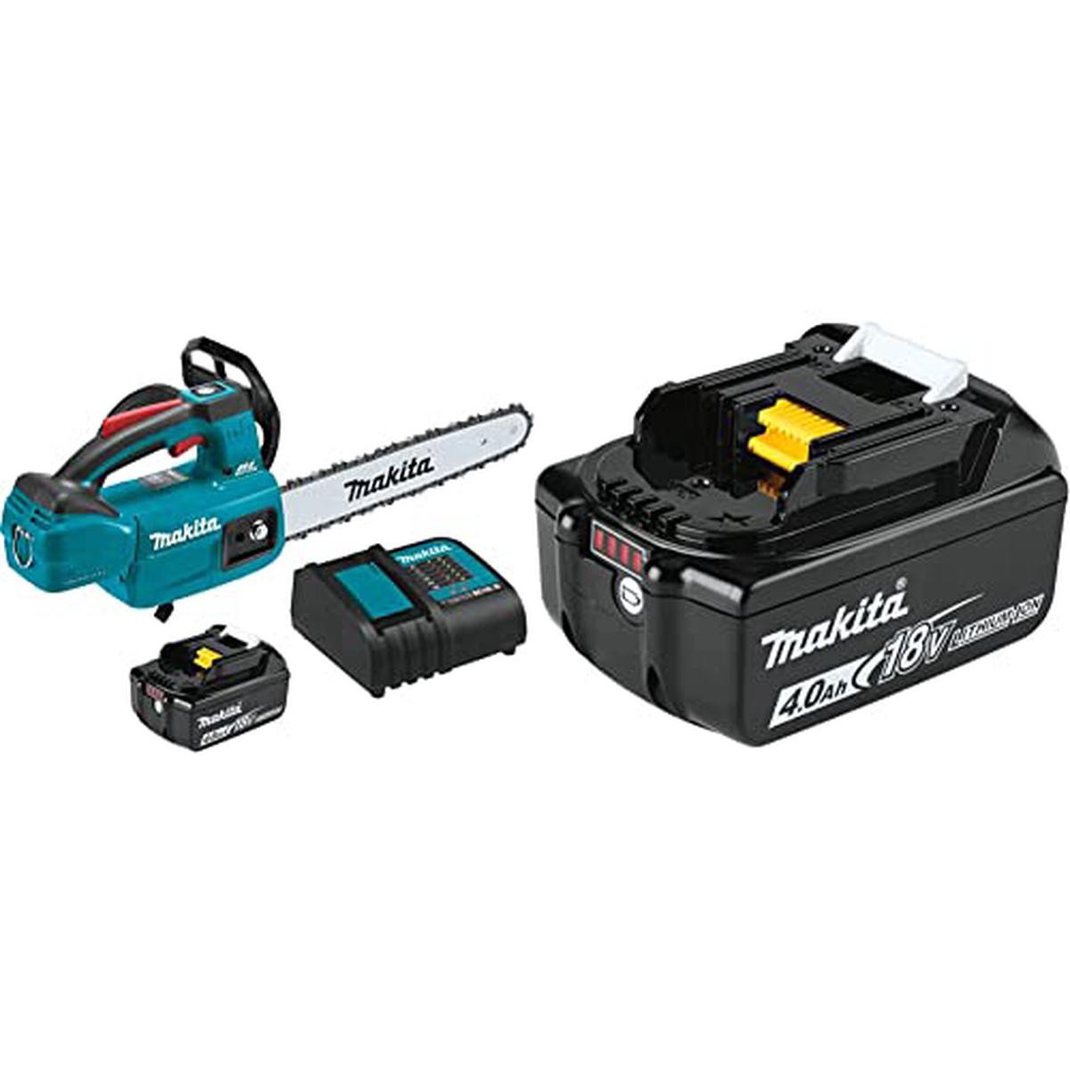 Makita XCU10SM1 18V LXT LithiumIon Brushless Cordless 128221 Top Handle Chain Saw Kit (40 Ah)
