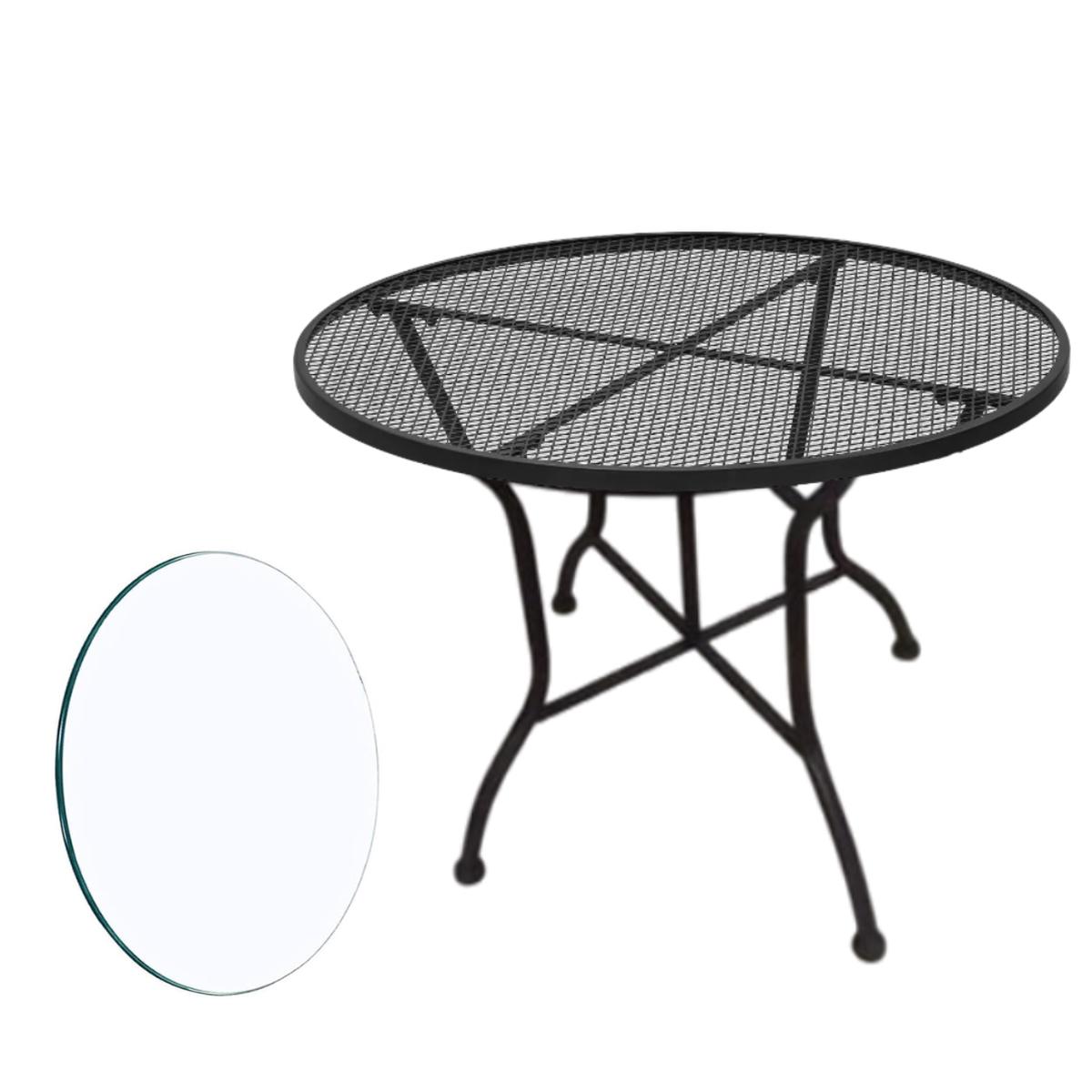 Outdoor dining table with glass top, 64 cm