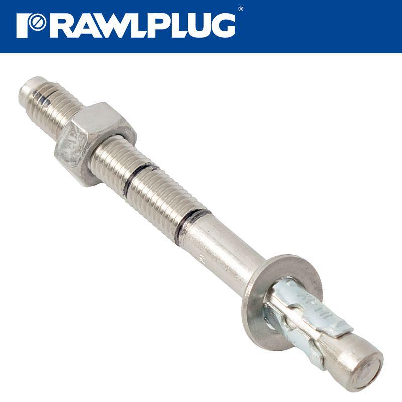 RAWLPLUG STAINLESS STEEL THROUGHBOLT M12X125MM X50-BOX RAW R-HPTIIA4-12125-30