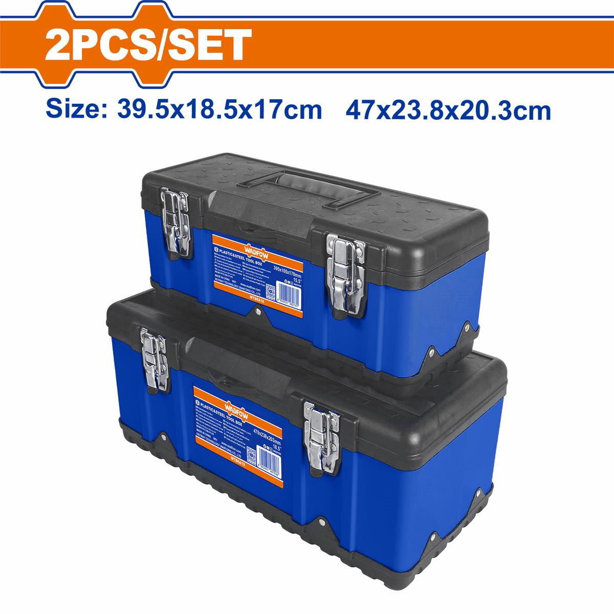 Wadfo 2-Piece Tool Box Set (Plastic & Metal) Model WTB6A02