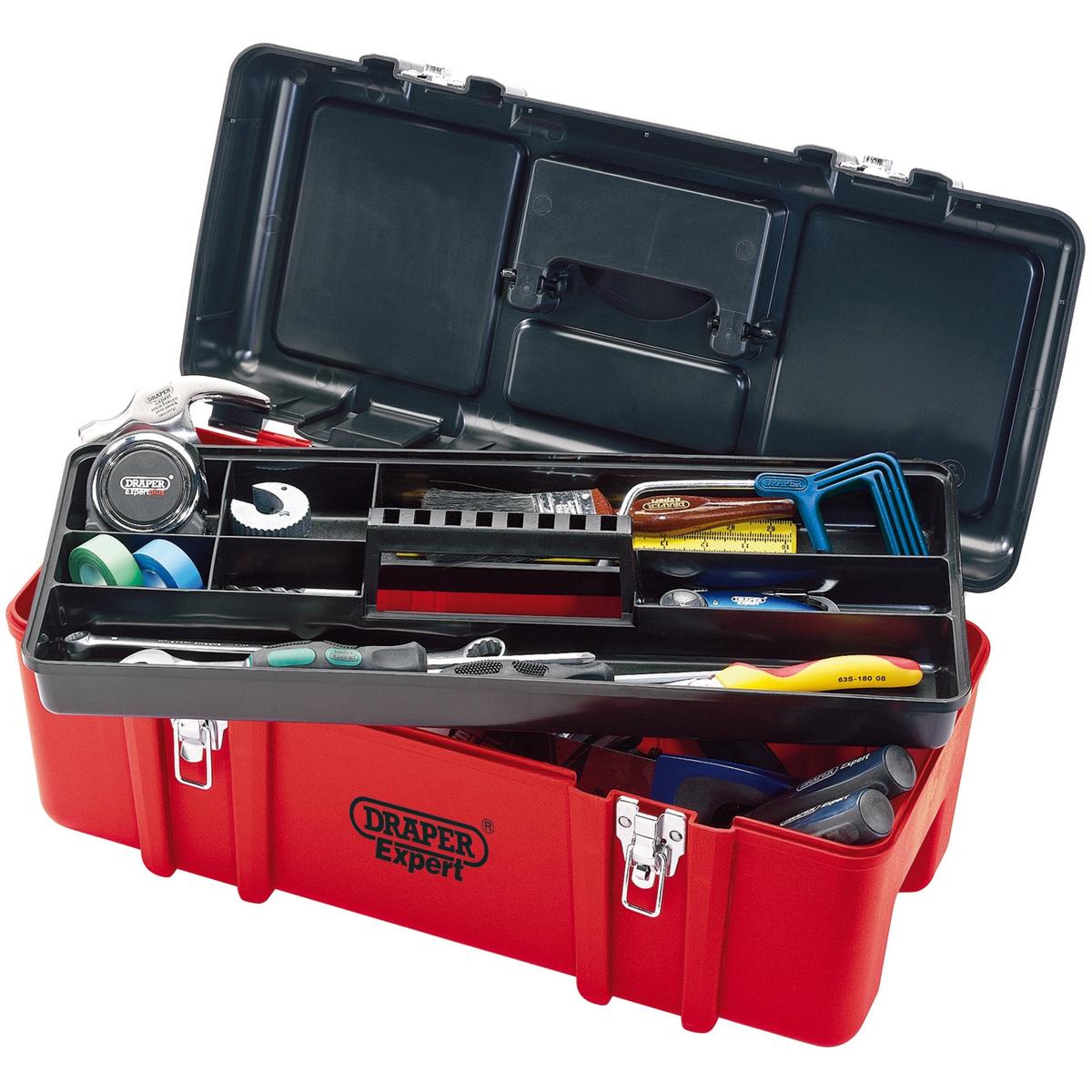 Draper 27732 Plastic Tool Box with Tote Tray, 580mm