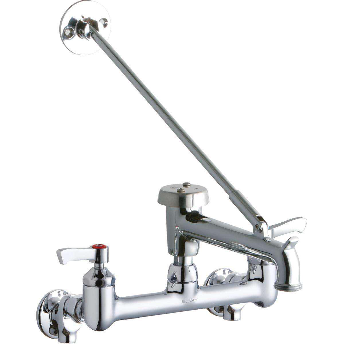 Elkay 88221 Centerset Wall Mount Faucet with 78221 Bucket Hook Spt 2in Lever Handles 12 Offset InletsStop Polished Chrome LK940BP07L2S