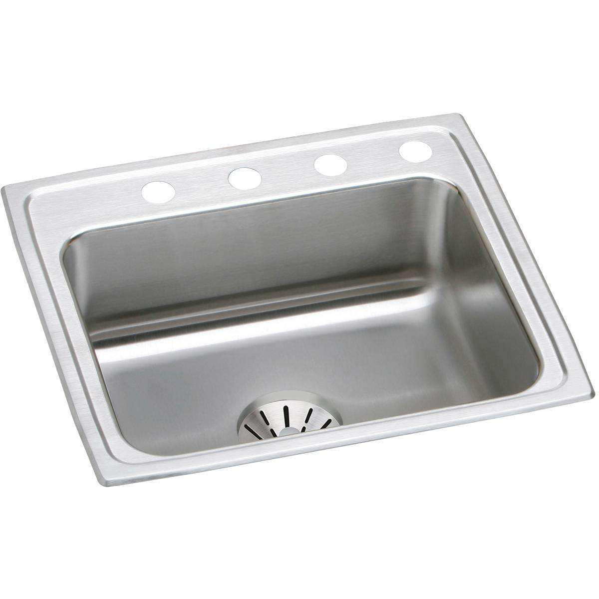 Elkay Lustertone Classic Stainless Steel 228221 x 19-128221 x 10-188221 3-Hole Single Bowl Drop-in Sink with Perfect Drain DLR221910PD3