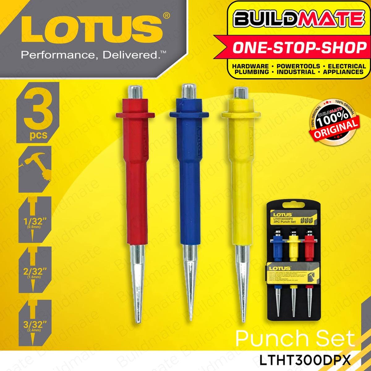 LOTUS 3PCS Nail Punch Set Pin Punch Center Punch Punching Cylinder Drill Hole LTHT300DPX BUILDMATE