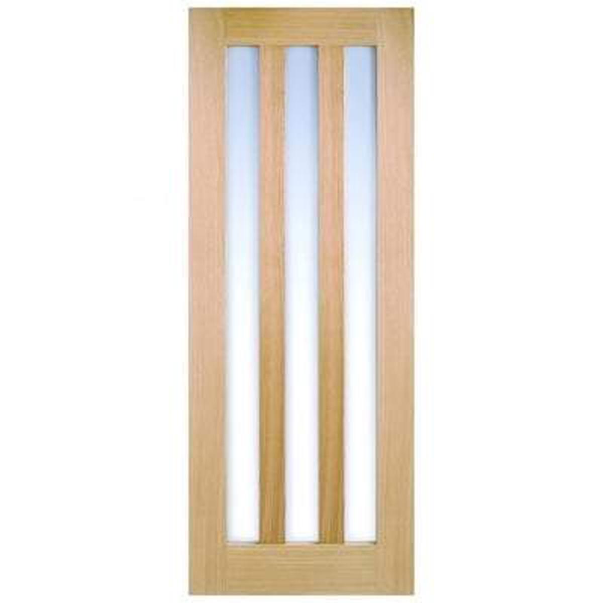 Oak Utah 3 Clear Light Panel Un-Finished Internal Door - 1981mm x 762mm