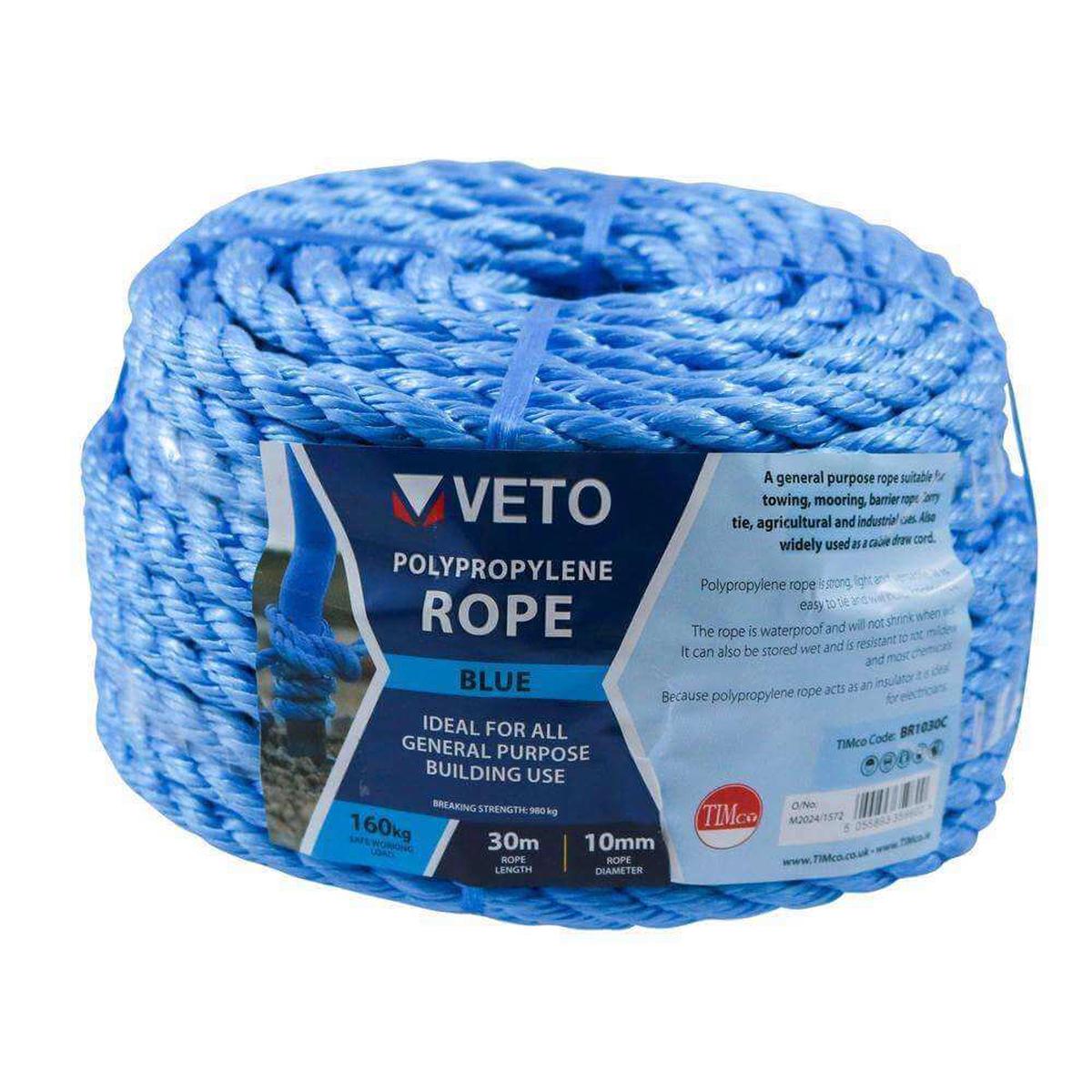 Timco Polypropylene Rope - Blue - Long Coil - 3Mm X 30M