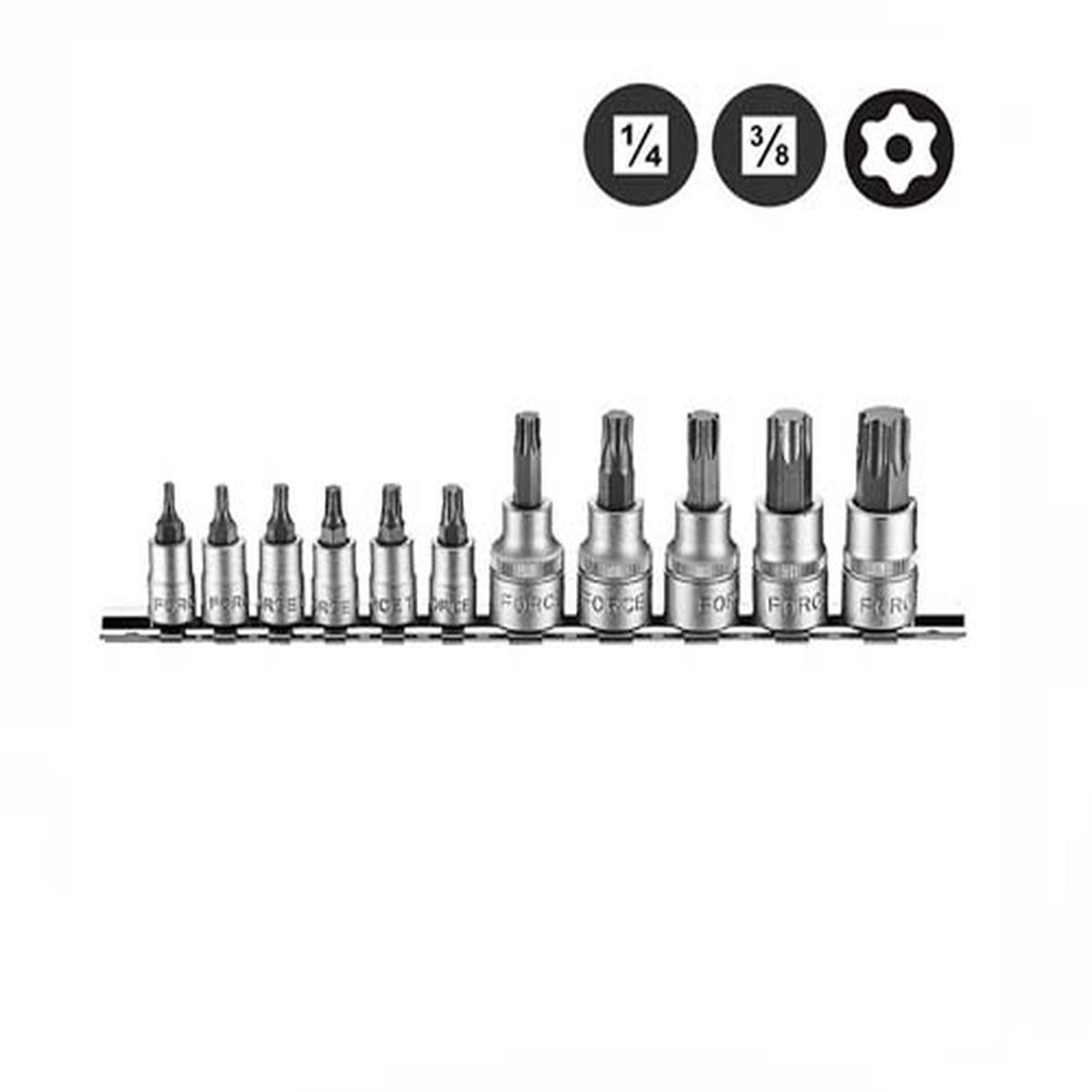 FORCE 14 DR 11PC STAR SOCKET BIT SET TAMPERPROOF 14038 38 T10-T60 FO2112I