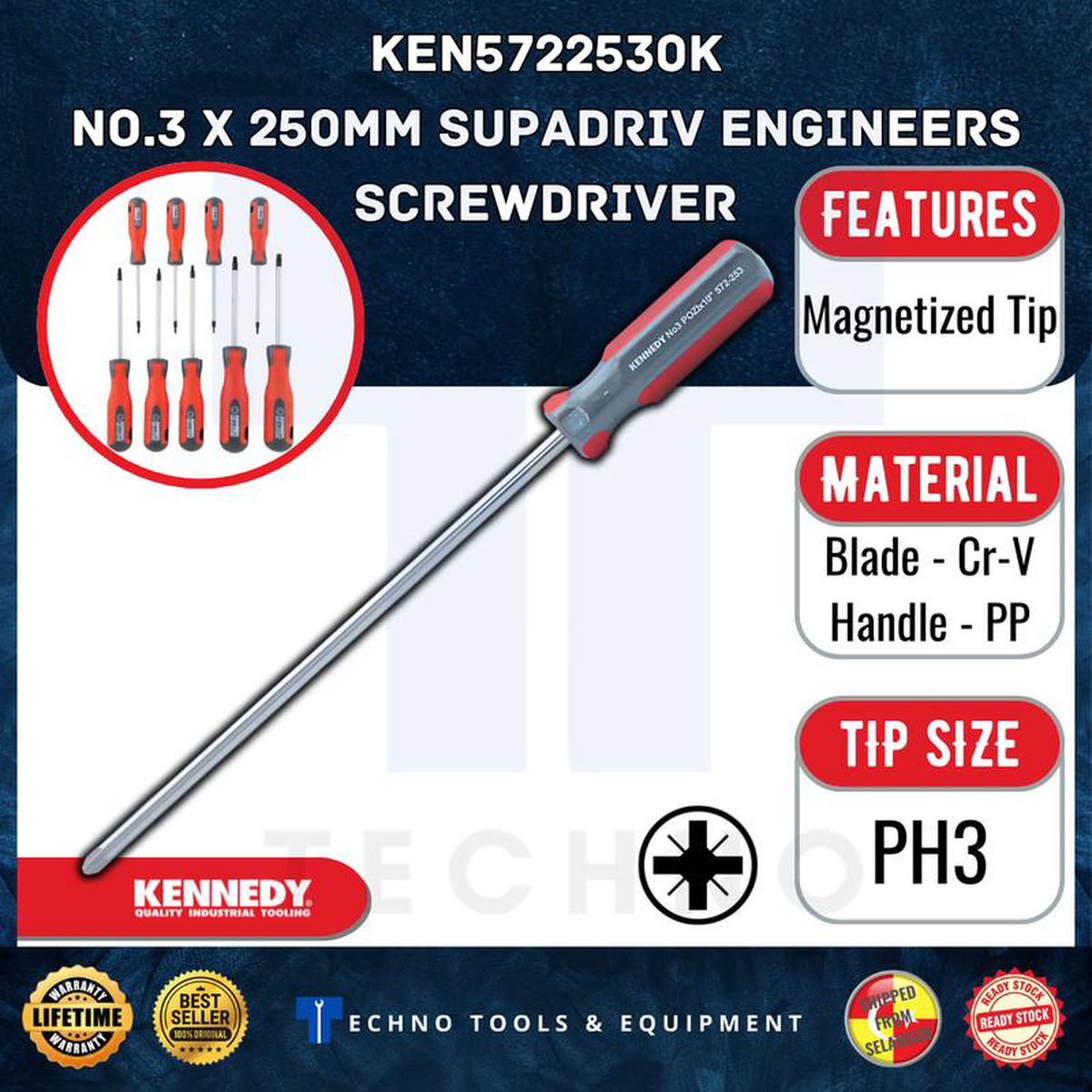 KENNEDY No1x250MM No3x250MM SUPADRIV SCREWDRIVE KEN5722510K KEN5722530K