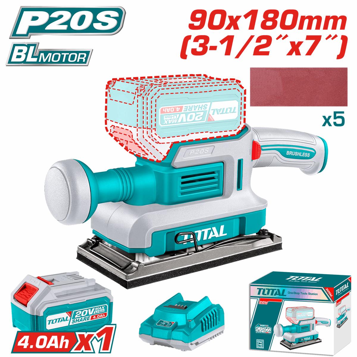 Total Tools 20V Cordless Sheet Sander 4.0Ah + Battery and Charger  TFSLI20311