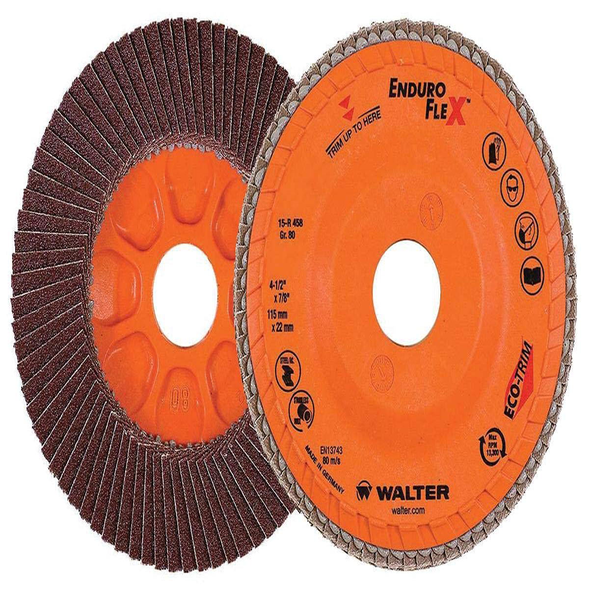 Walter 06B454 ENDURO-FLEX Abrasive Flap Disc Pack of 10 40 Grit Finishing Disc 4-12 Inches 40 10 Threaded Hole 13300 RPM