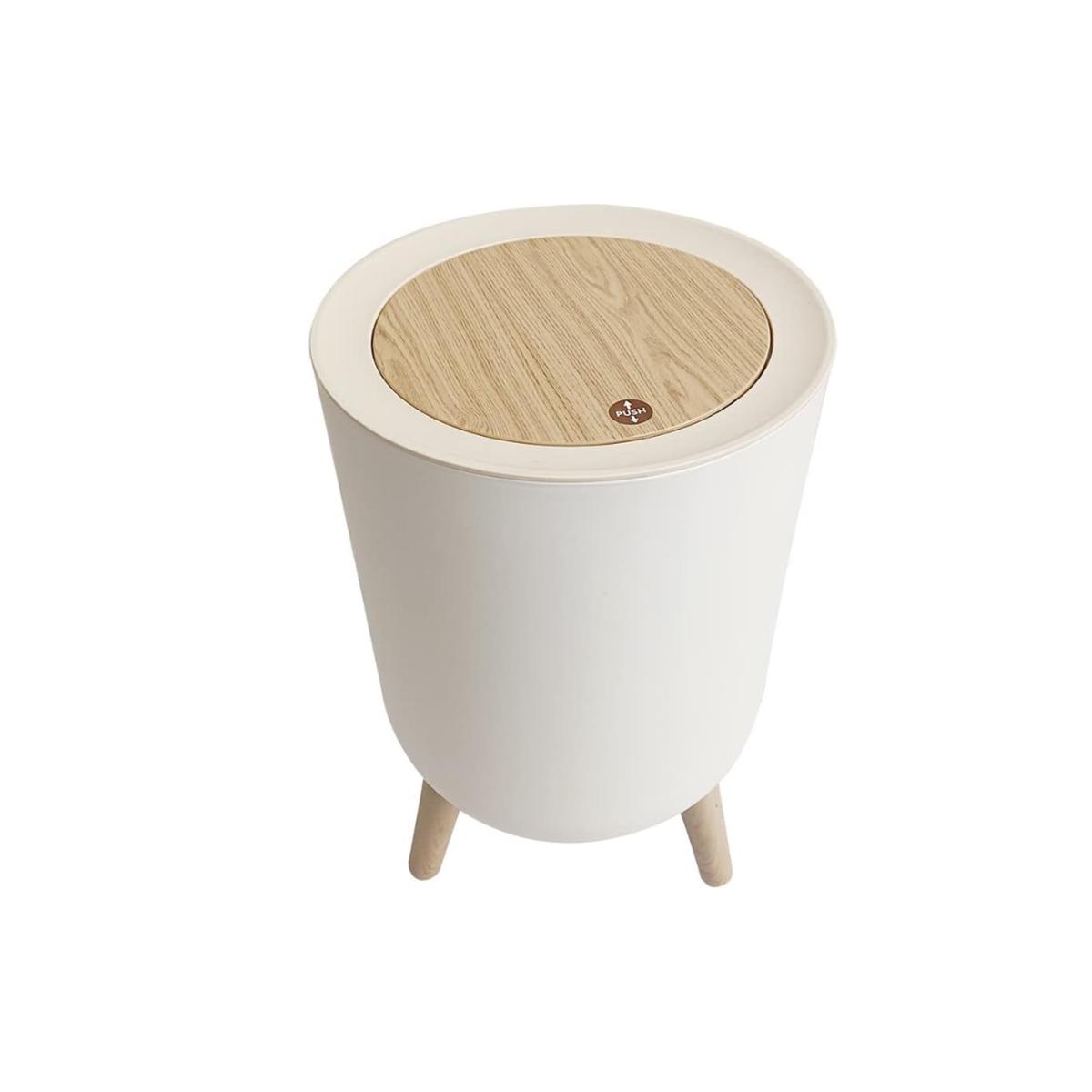 Wooden grain waste bin with one-touch lid (7 liters)