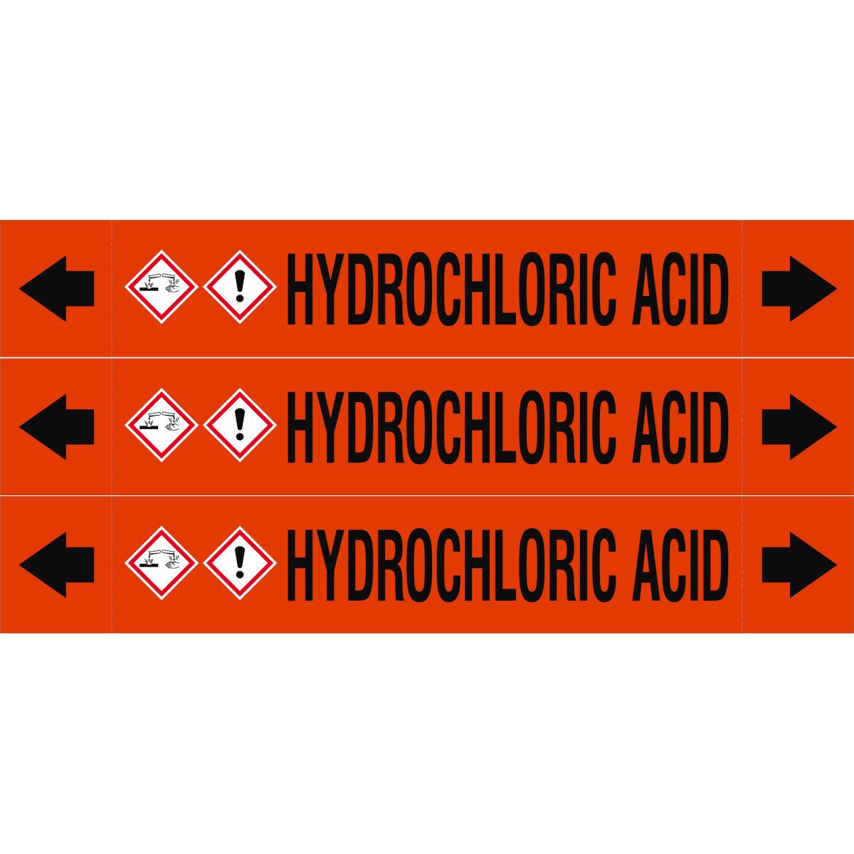 Brady ASME Pipemarkers  Hydrochloric Acid | Black on Orange | 230  37 mm | 312953