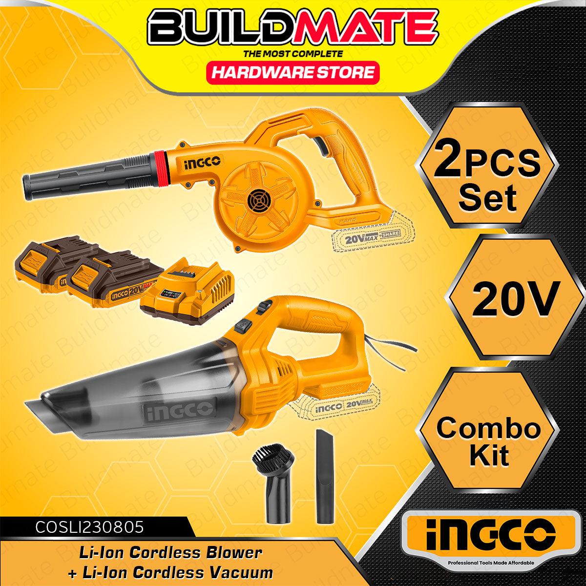 BUILDMATE Ingco 2PCS/SET Lithuim-Ion Cordless Vacuum Cleaner with Cordless Air Blower Combo Kit COSLI230805 - IPX