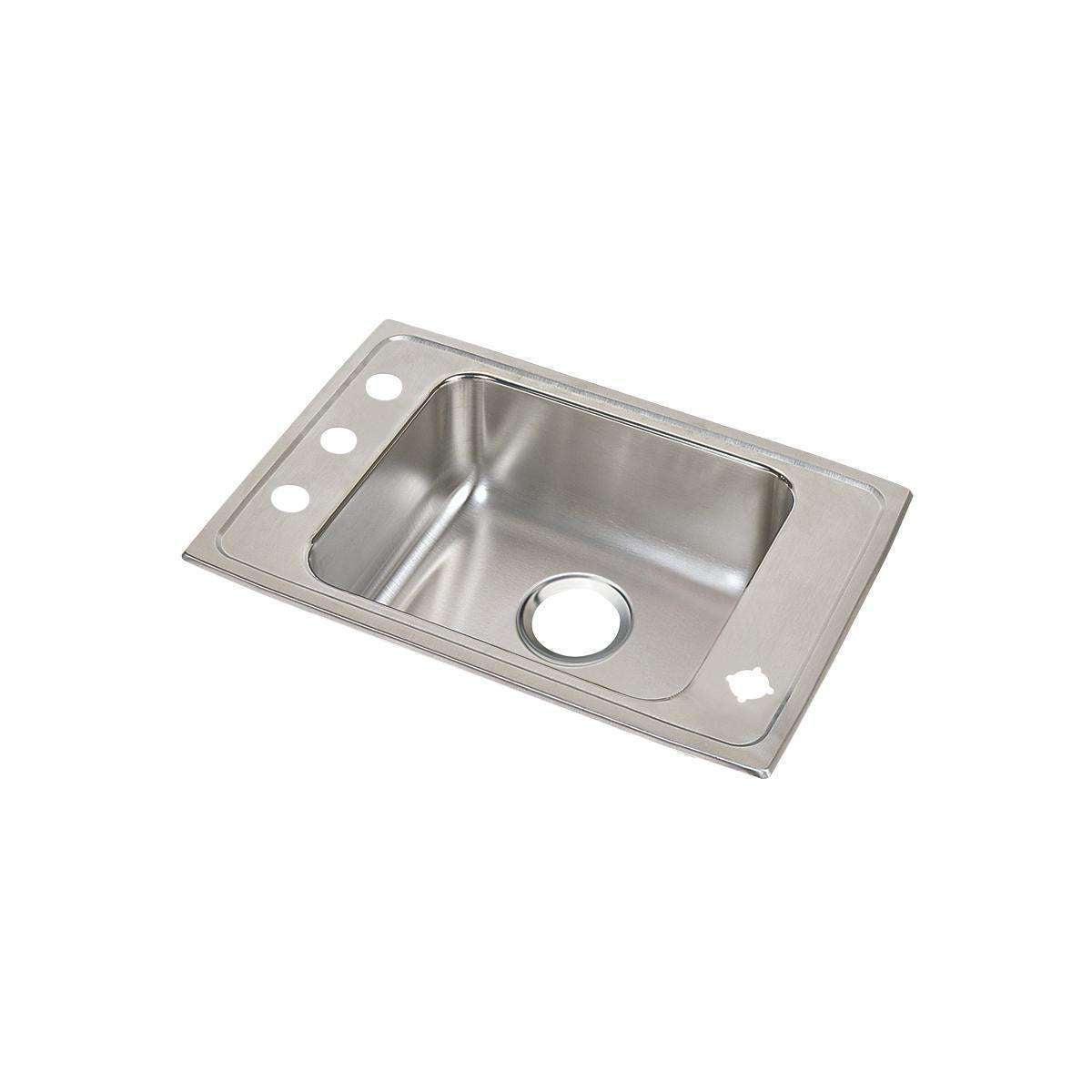 Elkay Lustertone Classic Stainless Steel 318221 x 19-128221 x 68221 Single Bowl Drop-in Classroom ADA Sink DRKAD3119602LM