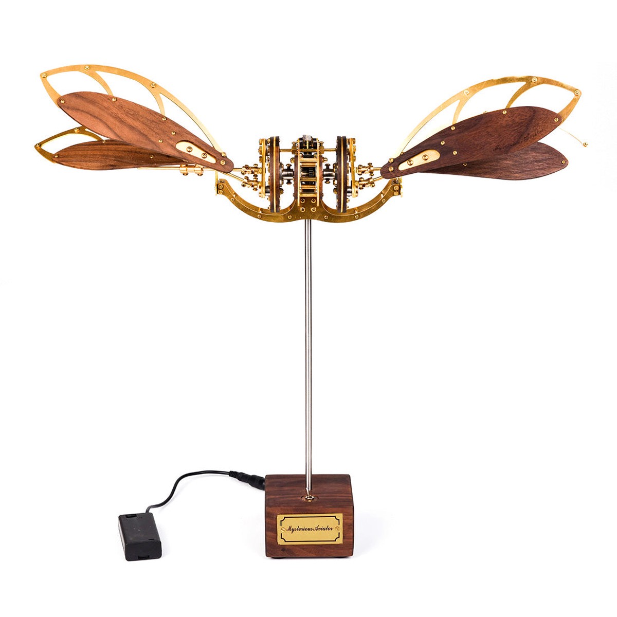 Metal Solid Wood 3D Dynamic Mechanical Crafts Mystery Aircraft DIY Assembly Model Kit for Kids Teens and Adults
