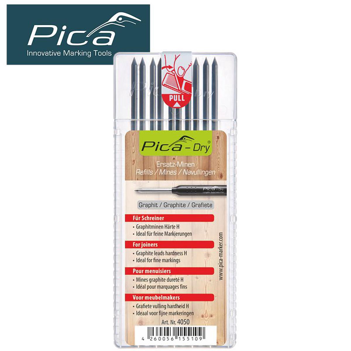 PICA REFILLS GRAPHITE SET OF 10 LEADS HARDNESS H PICA4050