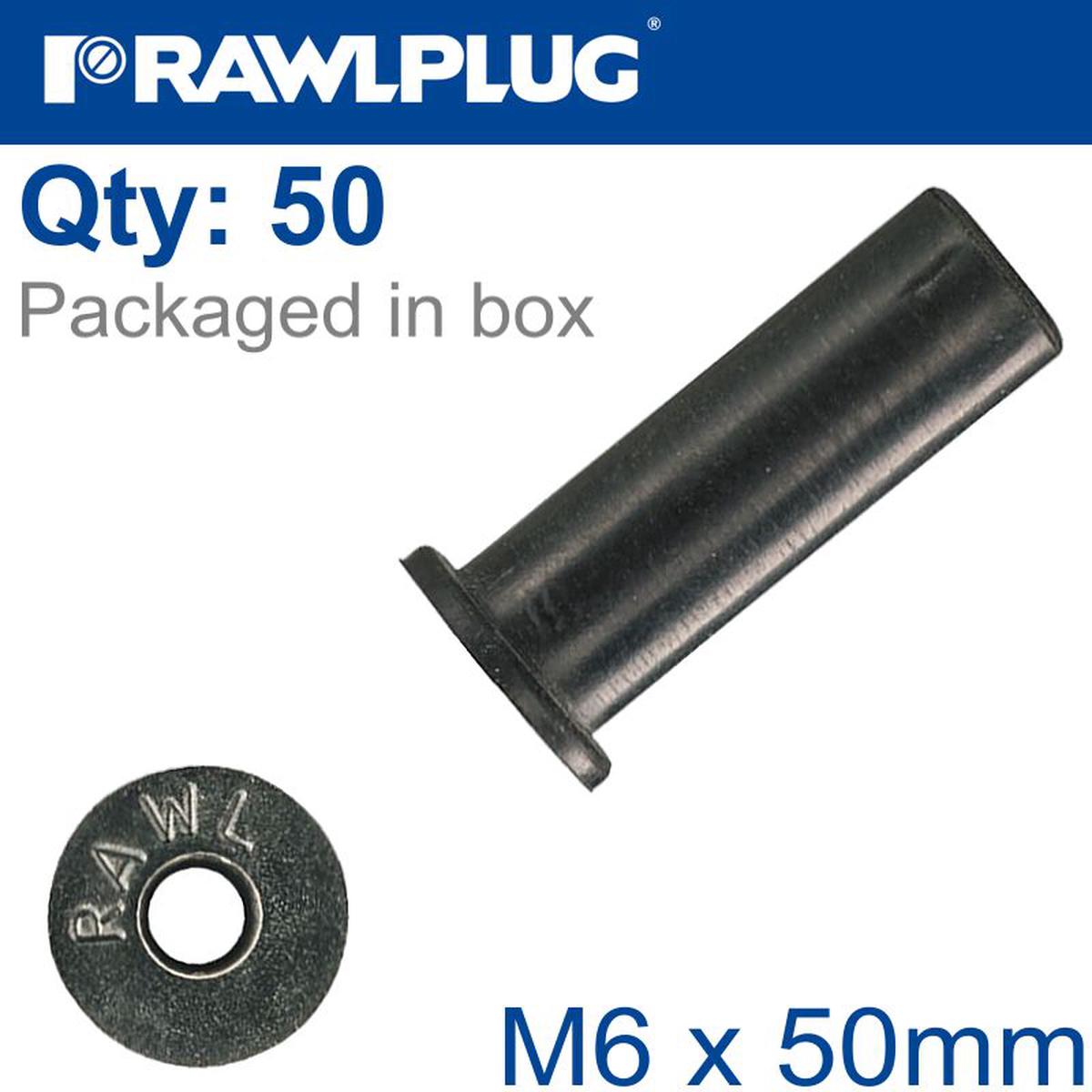 RAWLPLUG RAWLNUT M6X50MM X50-BOX RAW R-RNT-M6-50