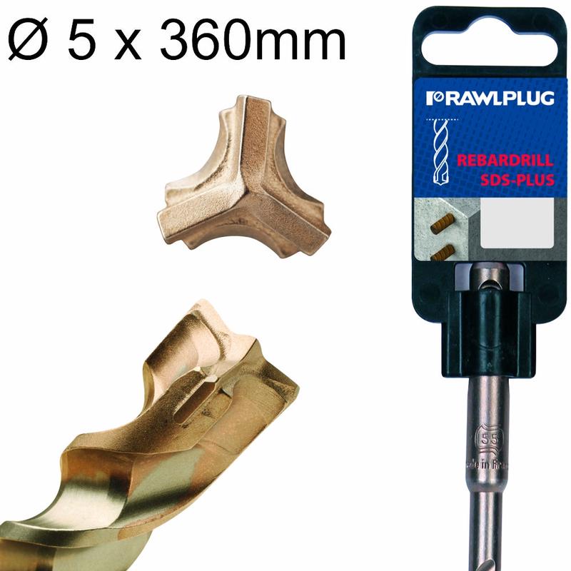 RAWLPLUG SDS PLUS REBARDRILL 5.0X300X360 RAW RT-SDSR-5-360