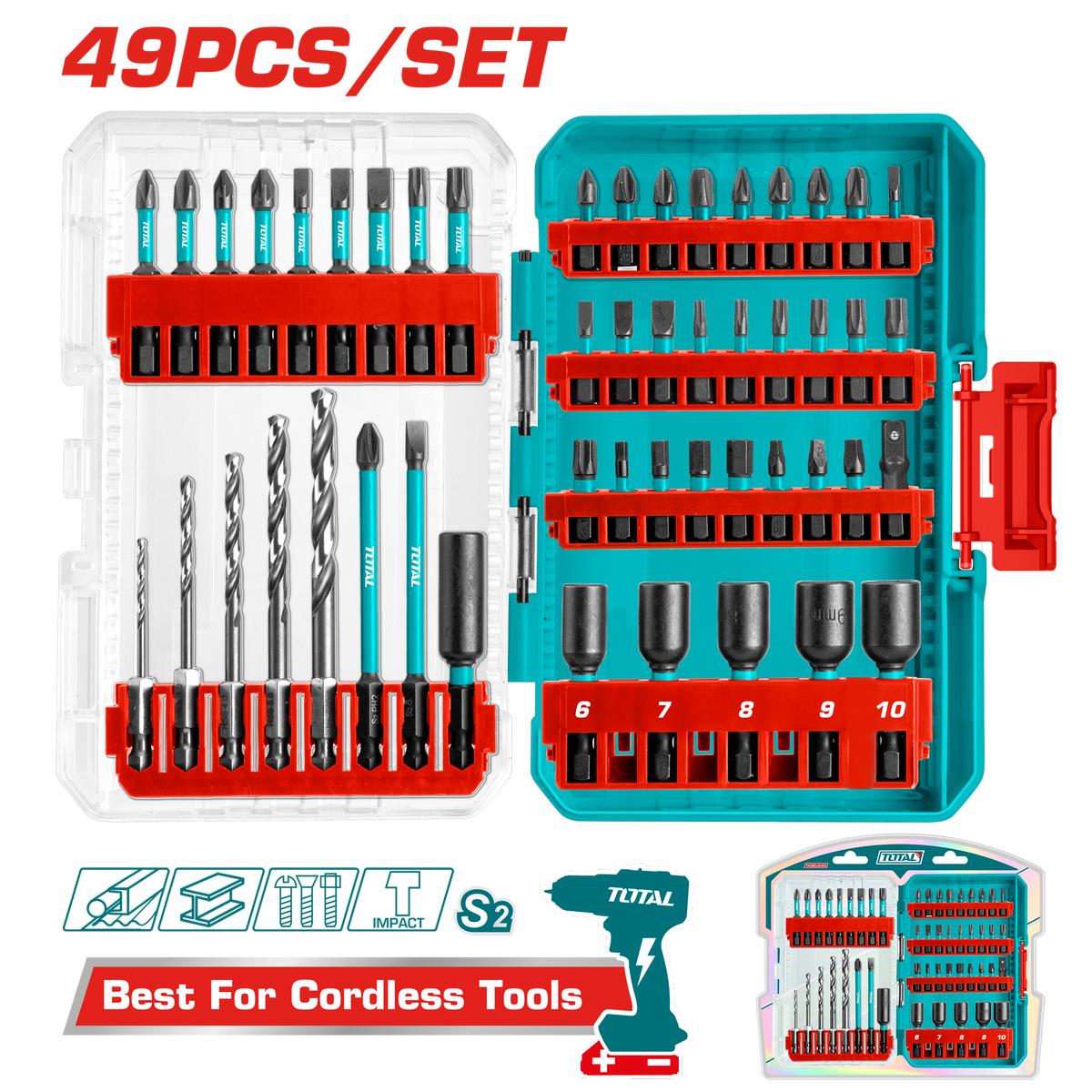 Total tools 49 Pcs impact screwdriver bits + drill bits set - TACSDL24906