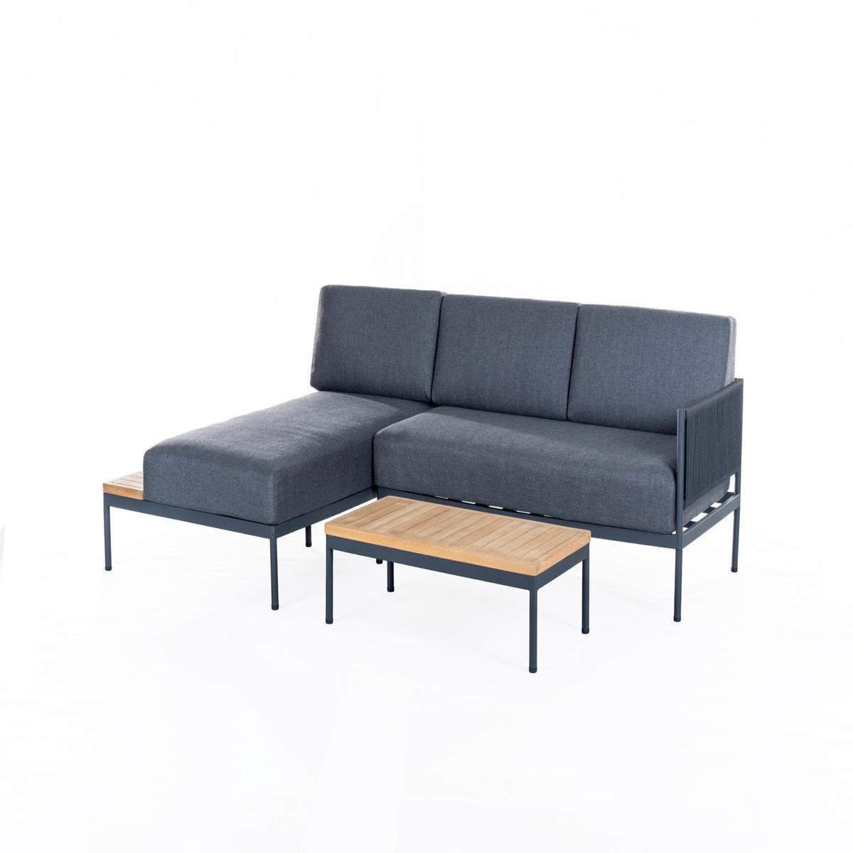 Alba lounge set alu charcoal rope teak