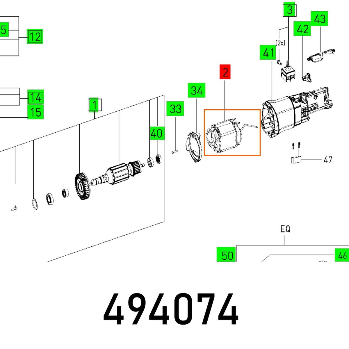 Festool, Field Coil Ro 150 Feq Et-Bg 230V, FES494074