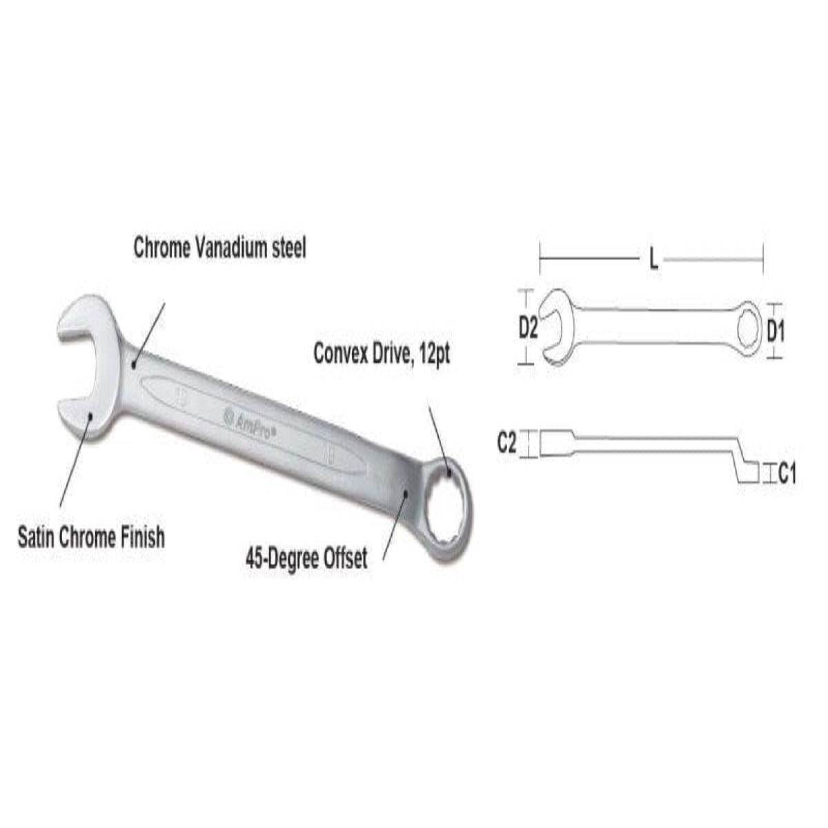 29Mm - 45 Degree Offset Combination Wrench AMPRO T41229