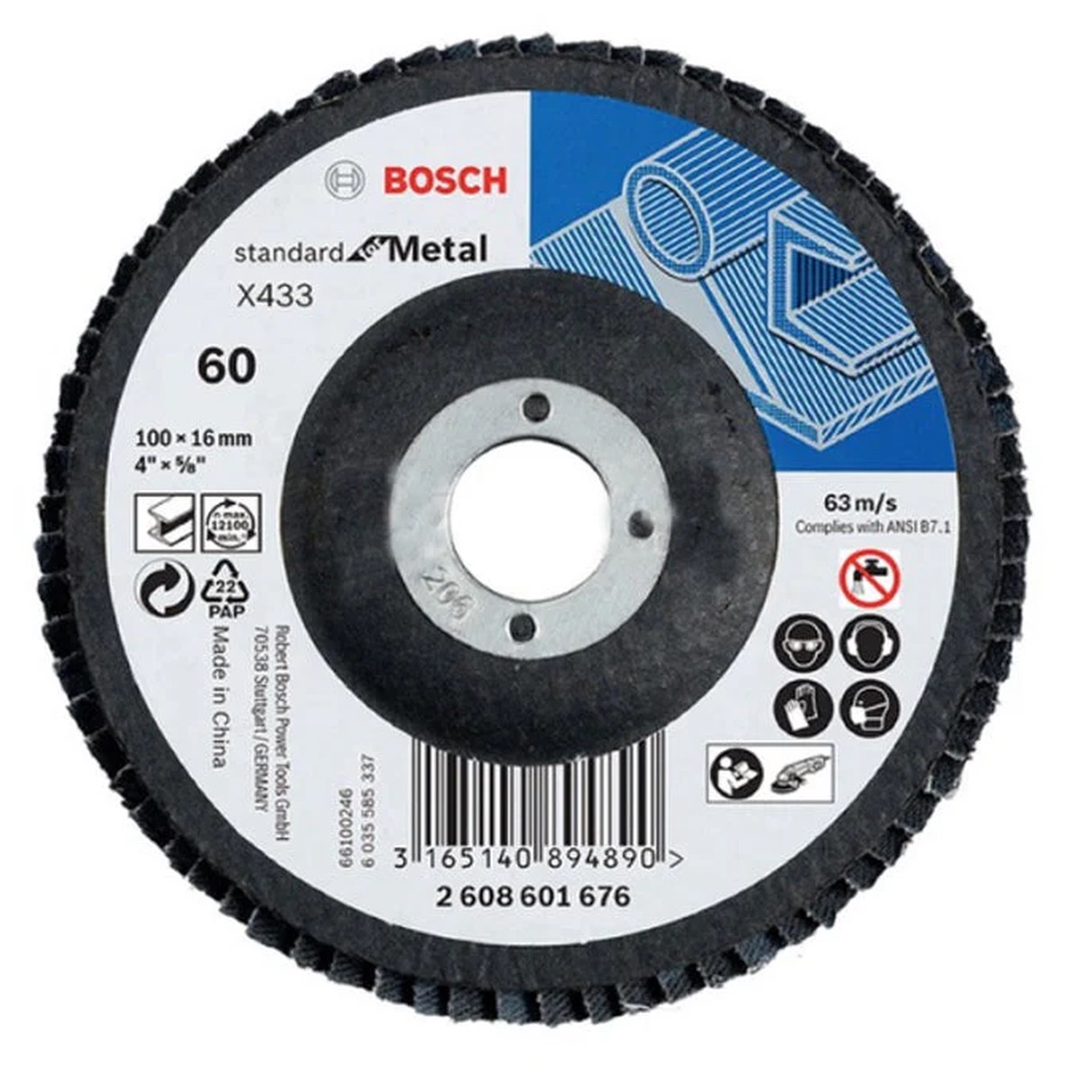 BOSCH PROFESSIONAL Flap disc Standard for Metal 115 mm 2223 mm 60 straight (10 PACK) 2608601708