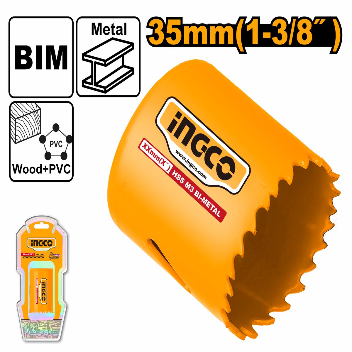 BUILDMATE Ingco HSS Bi-Metal Hole Saw 35mm (1-3/8") HSB10351 - IHT