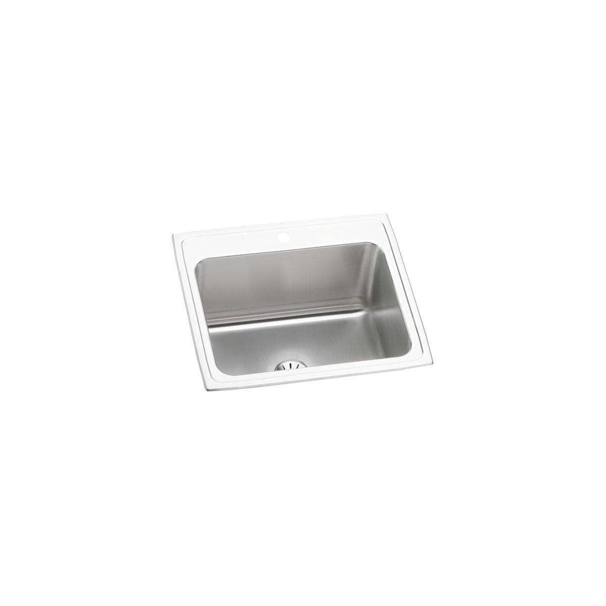 Elkay Lustertone Classic Stainless Steel 258221 x 228221 x 10-388221 4-Hole Single Bowl Drop-in Sink with Perfect Drain DLR252210PD4