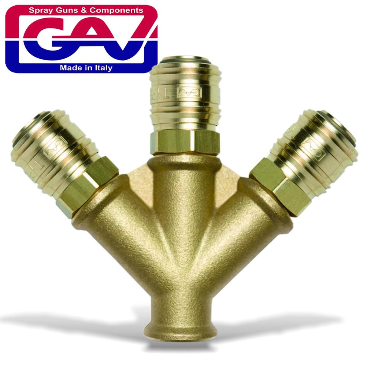 GAV QUICK COUPLER BRASS THREE WAY3-8F GAV5820-V3