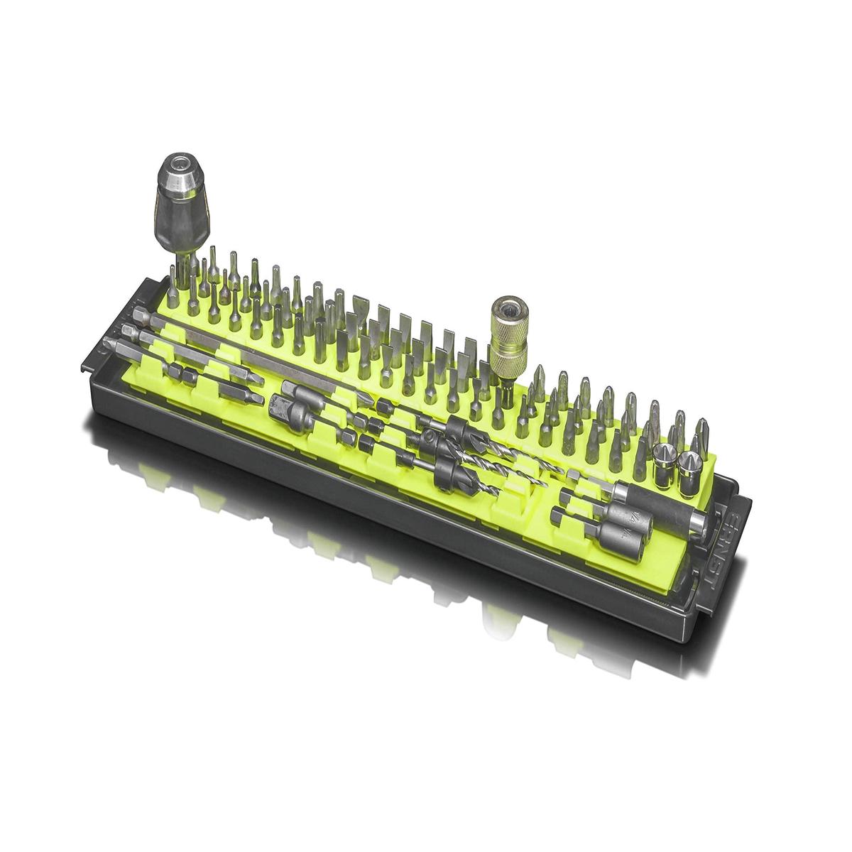 Ernst Manufacturing Bit Boss High-Density Bit Organizer for Vertical or Horizontal Storage, 90 Tool, High-Visibility with Push Button Release (Model 5720HV) Hi-Viz