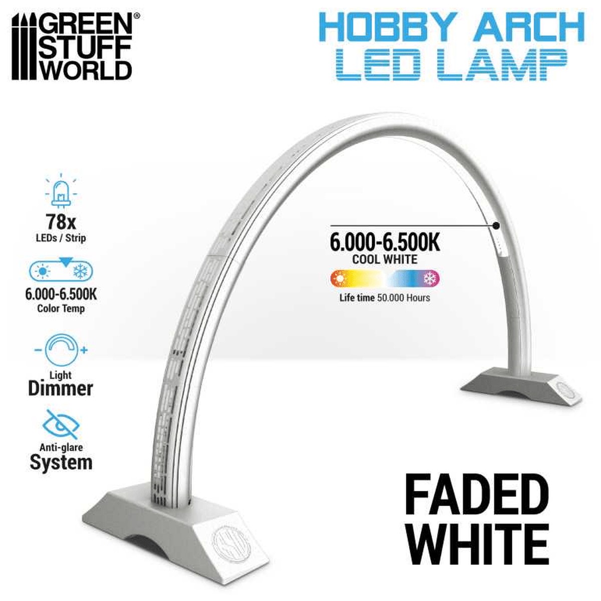 Green Stuff World Hobby Arch LED Lamp - FADED WHITE - AU