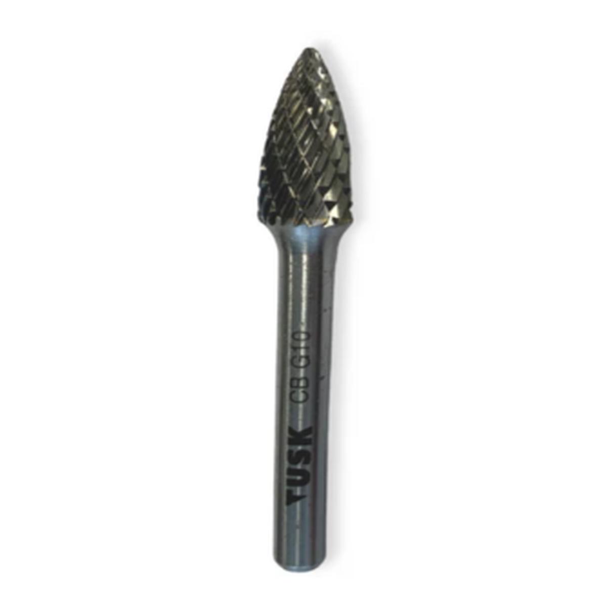 Tusk Heavy Duty Carbide Burrs H Shape 6mm Shank, Double Cut Flame Dia 6mm ,8mm ,10mm & 12mm - Flame(6mm) -1 to 5Units