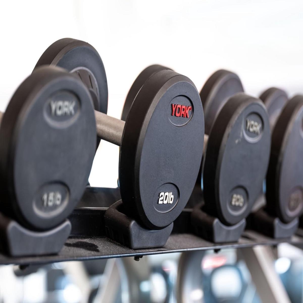 York Barbell Pro Style Dumbbells 105-125 Lb Set 30mm Knurled Chrome Handles