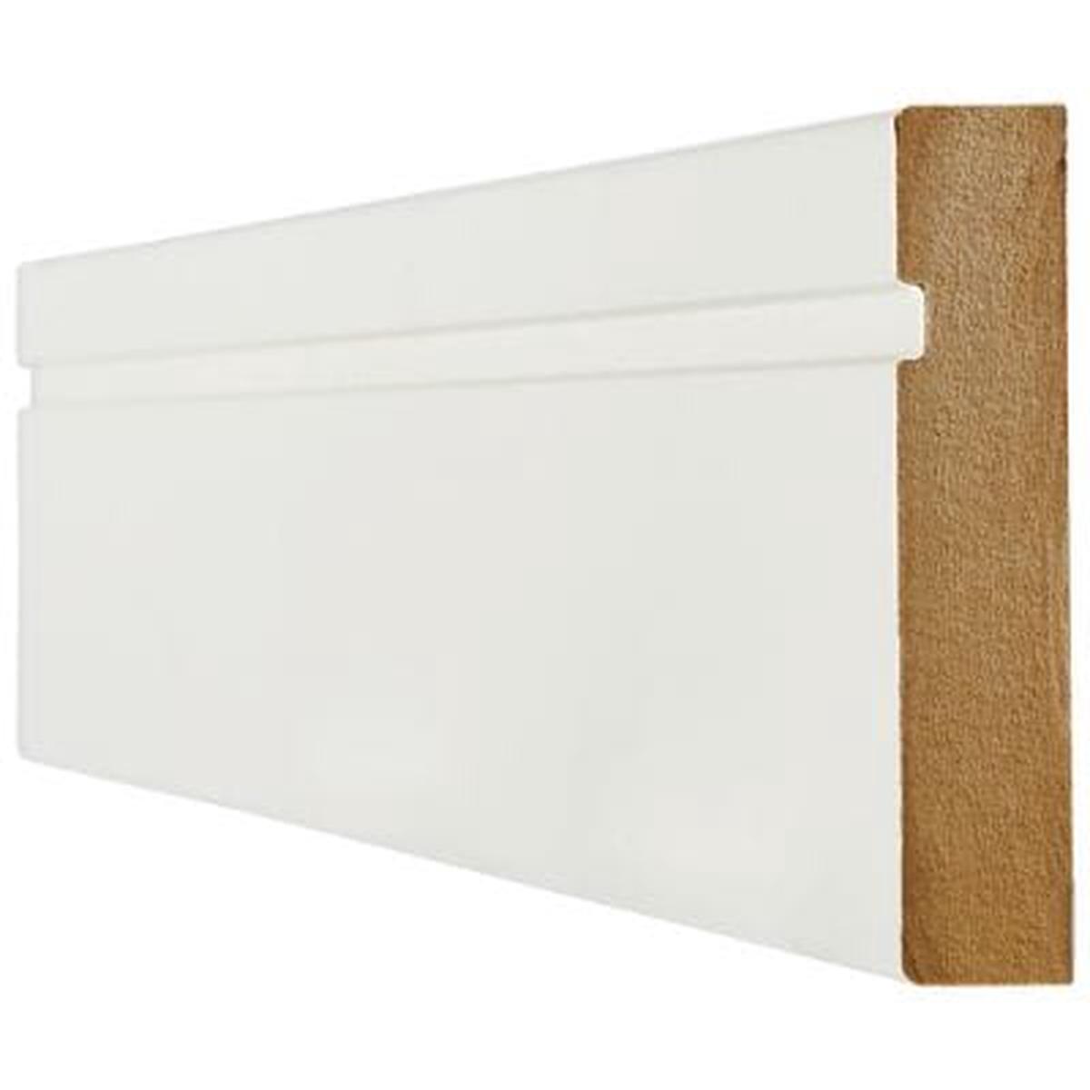 White Primed Single Groove Skirting - 3000mm x 95mm