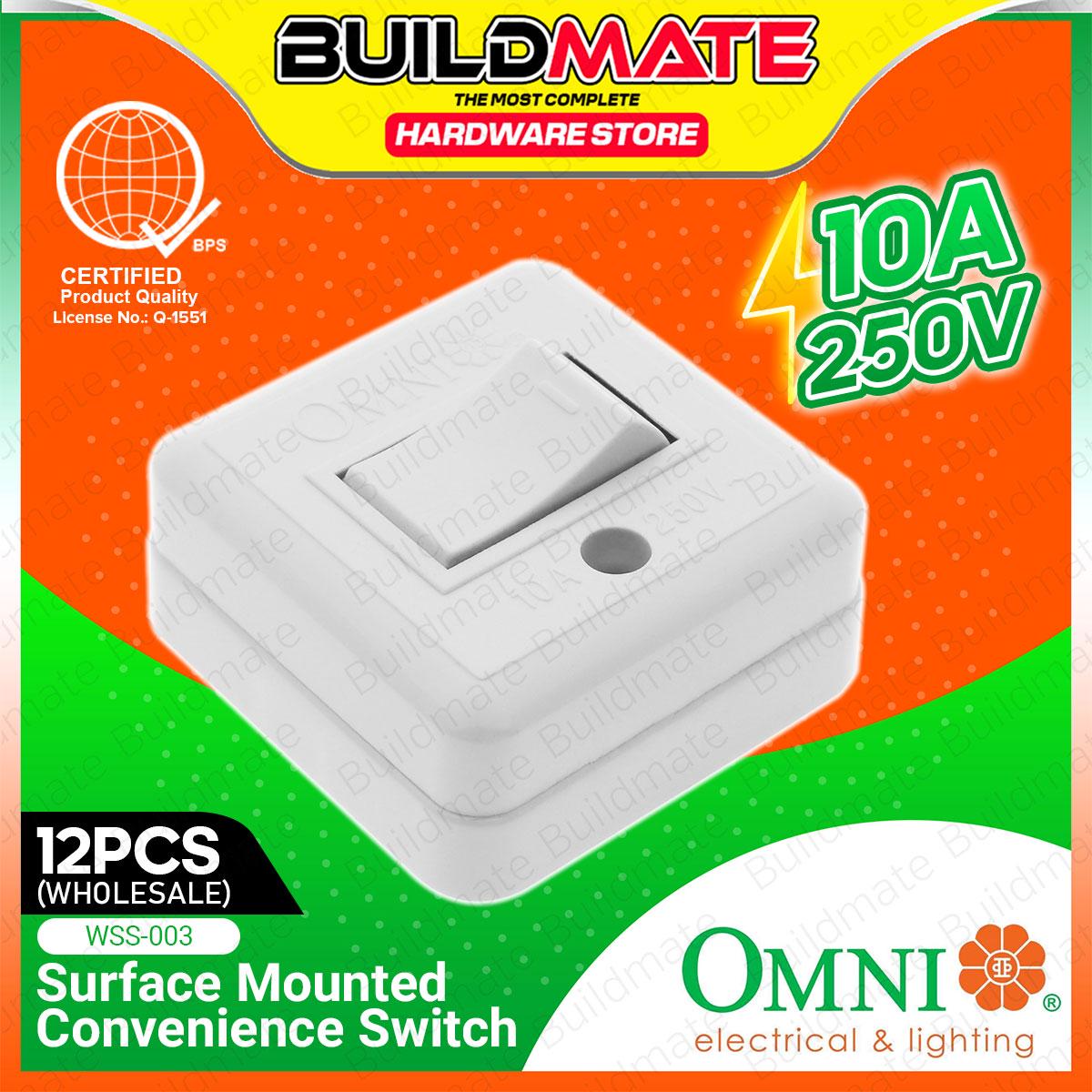 [WHOLESALE] BUILDMATE Omni 12pcs Surface Mounted Convenience Switch 10A 250V Surface Mounted Control Electrical Power Switch WSS-003 / WSS003