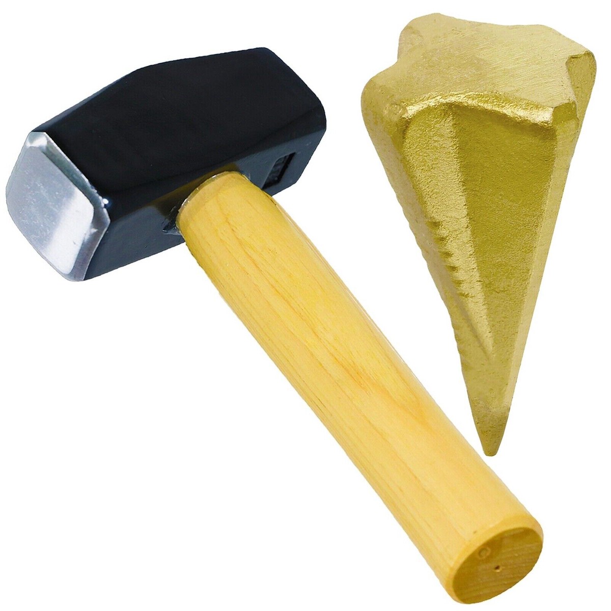 Log Splitter Hammer Kit (4lb / 2kg Lump Club Sledge + Wood Splitting Maul Wedge)
