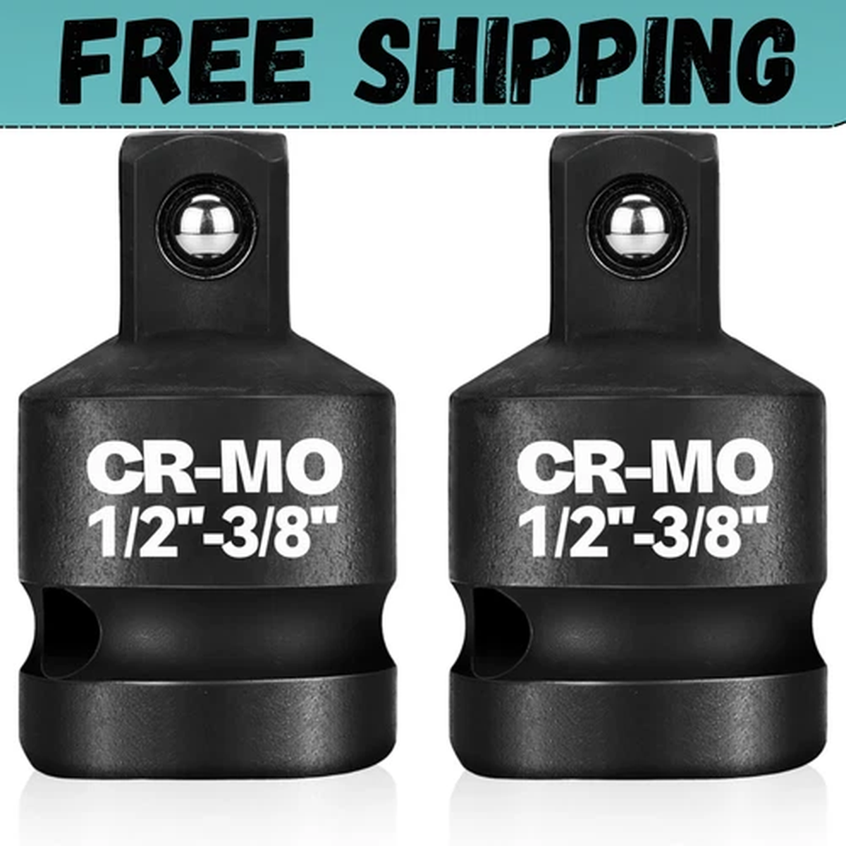 1/2" Female to 3/8" Male Impact Socket Adapter Reducer Set, 2 Pcs Chrome Molybde