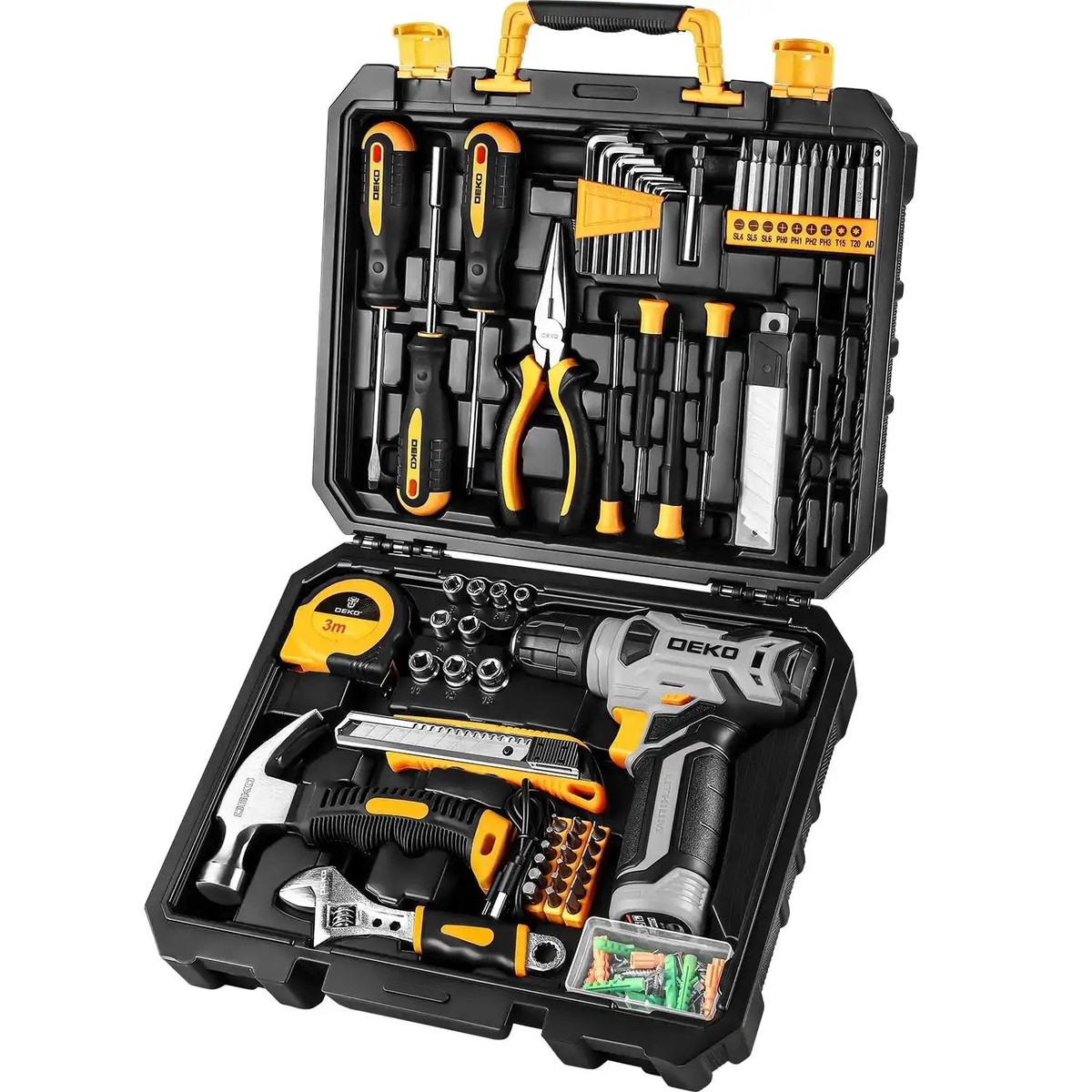 126 Piece DIY Tool Kit With 8V Cordless Drill, Handy Tool Box Set For Home Repair And Handyman Projects, Lightweight Hand Drill For Wood And Plastic, Easy Bi...