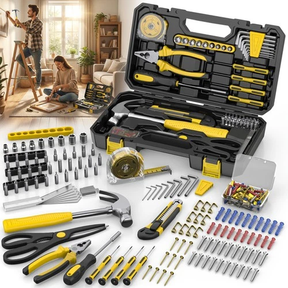 122PCS Professional Hand Tool Set, Multi-Functional ToolBox