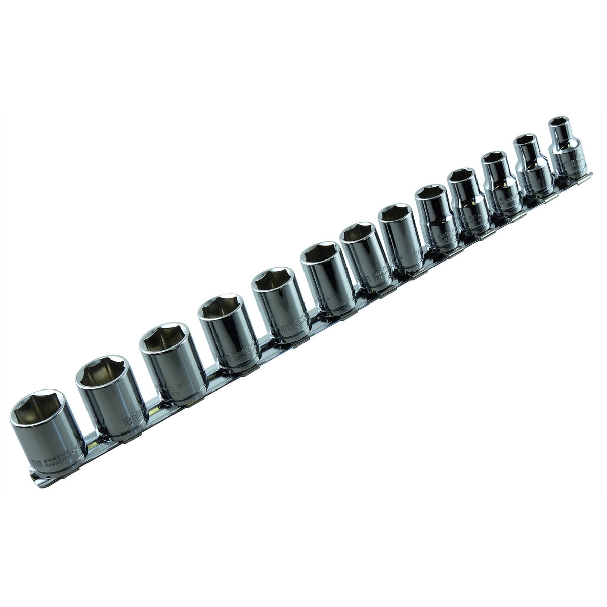 13 Piece 3/8" Drive 6 Point Metric Chrome Socket Set